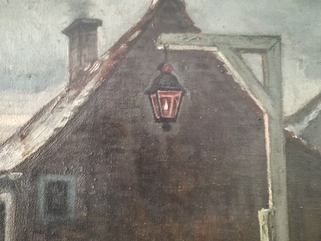 onbekend kunstenaar - olieverf op doek - oude dame in besneeuwd dorp kopen? Bied vanaf 1!