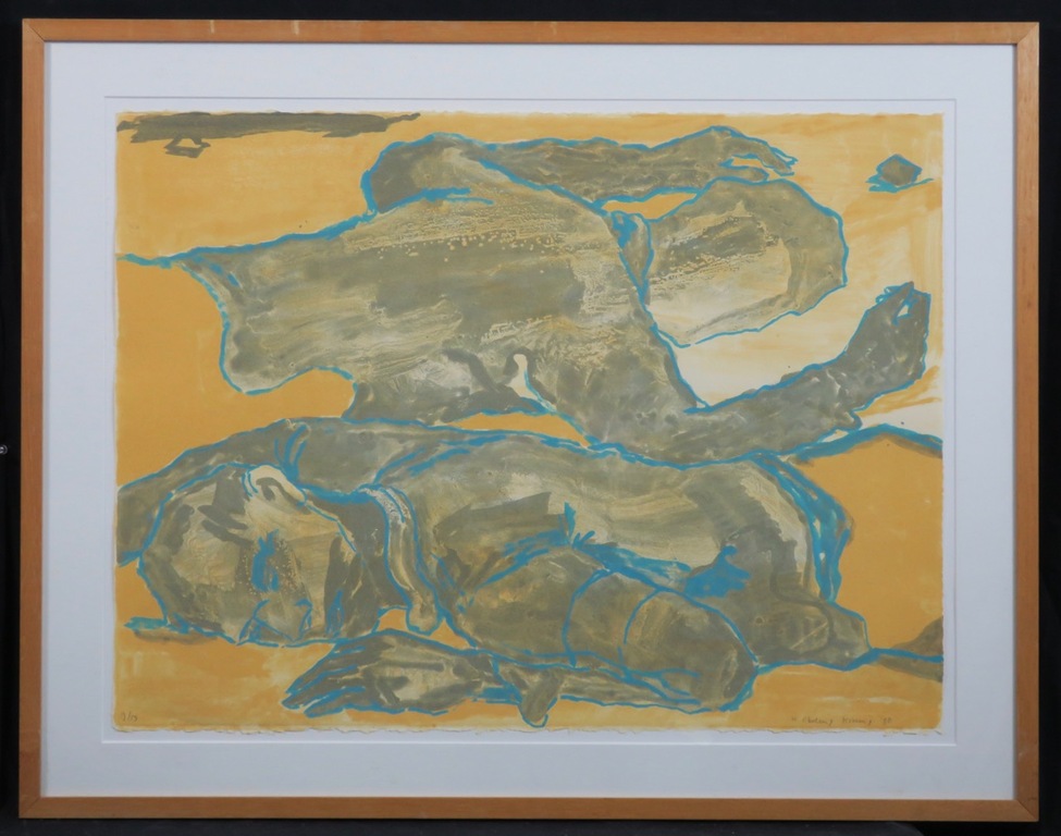Koen Ebeling Koning: Litho, Twee figuren - Ingelijst verkocht voor € 41!