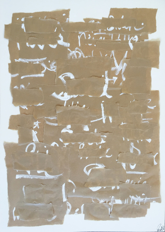 Bas van Hemert: mixed media, 'Sstt! 1'  verkocht voor € 85!