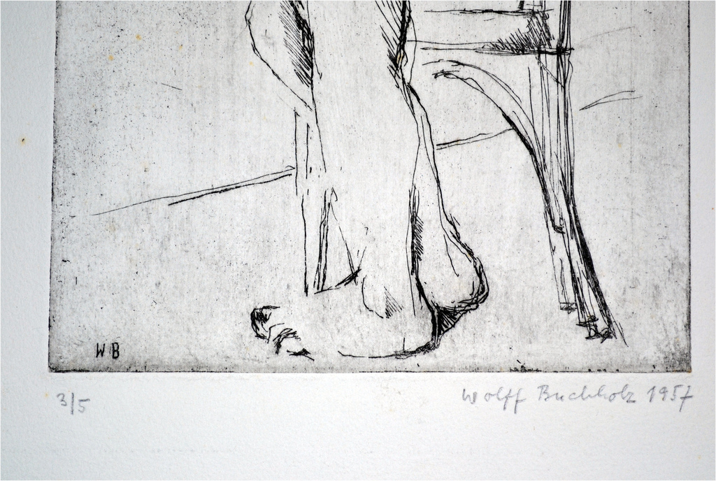 Wolff Buchholz, Stehender Akt, handgesigneerde ets - oplage 5 ex. - 1957 kopen? Bied vanaf 145!