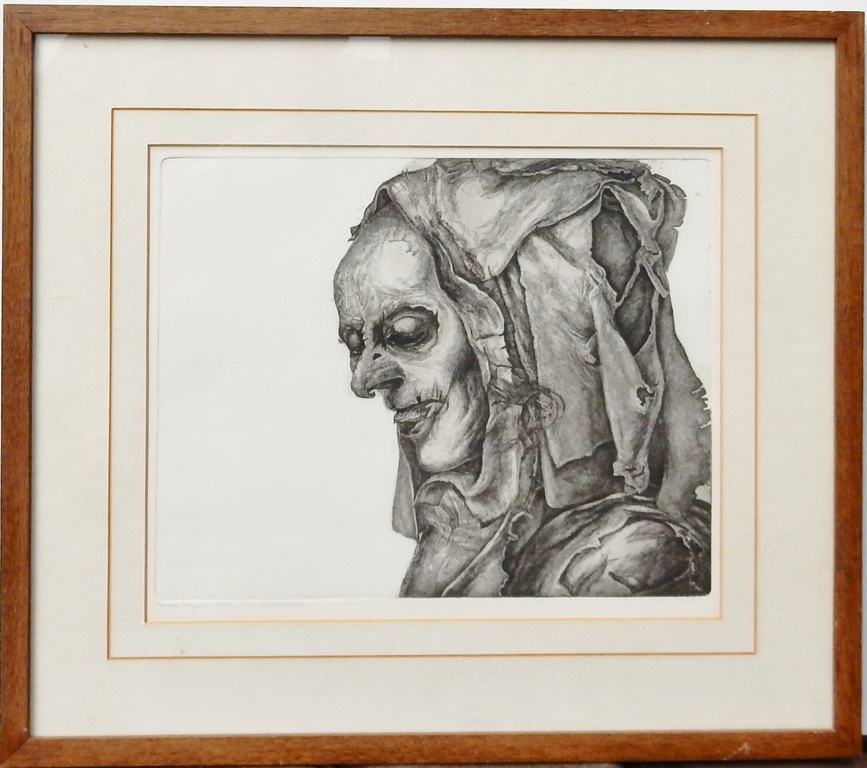 Anneke Kuyper (1942) - ets Dodenmasker - 1980 kopen? Bied vanaf 50!