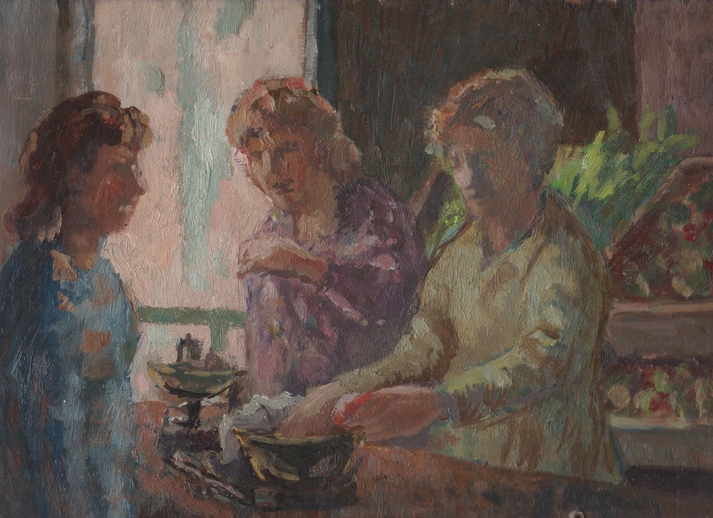 Hans van Norden (1915-2011) olieverf op paneel, groentenwinkel kopen? Bied vanaf 75!