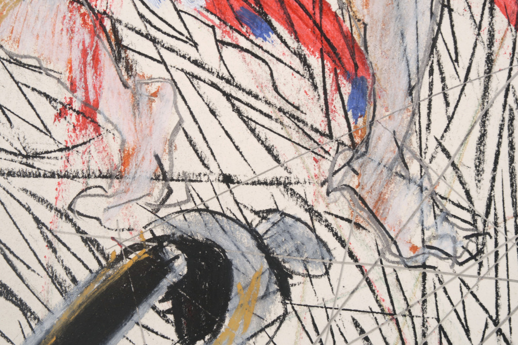 Martin Peulen: Olieverf en krijt op papier, Man kopen? Bied vanaf 50!