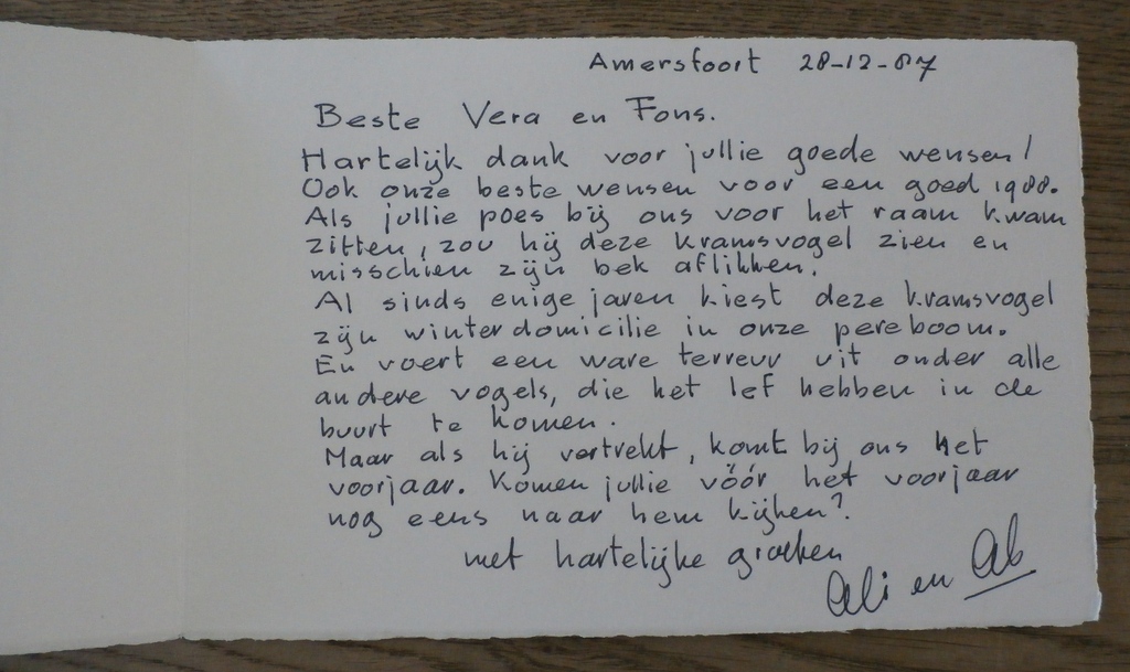 Ab M. - ets op nieuwjaarskaart: Kramsvogel kopen? Bied vanaf 1!