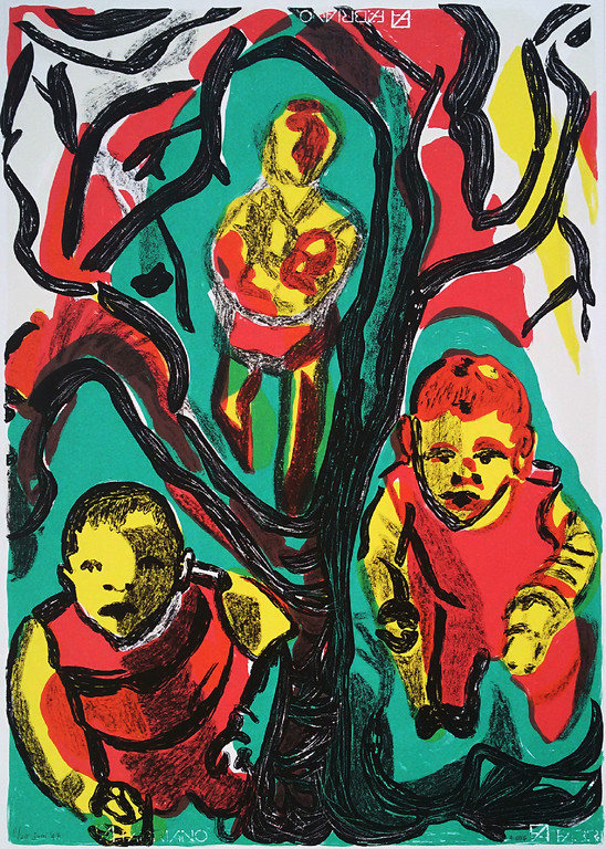 Annette Ong - The tree of life, zeefdruk (mooi gemonteerd) verkocht voor € 50!