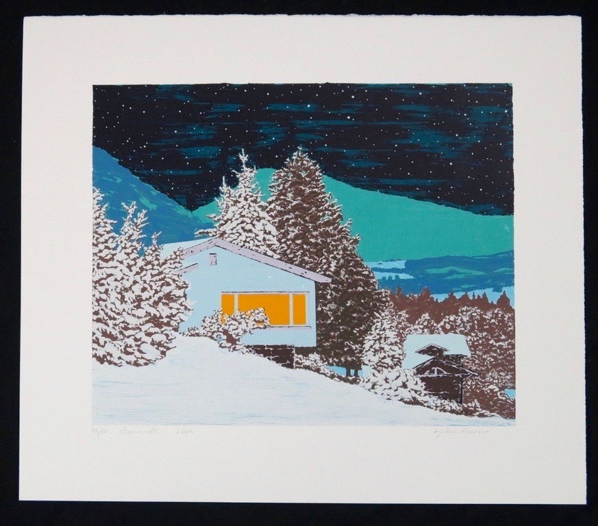 Hjalmar Riemersma: Zeefdruk, Sneeuwnacht kopen? Bied vanaf 1!