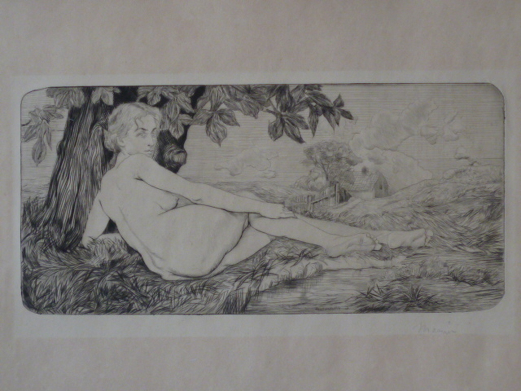 Charles Maurin - ets - Femme nue auprès d'un ruisseau verkocht voor € 140!