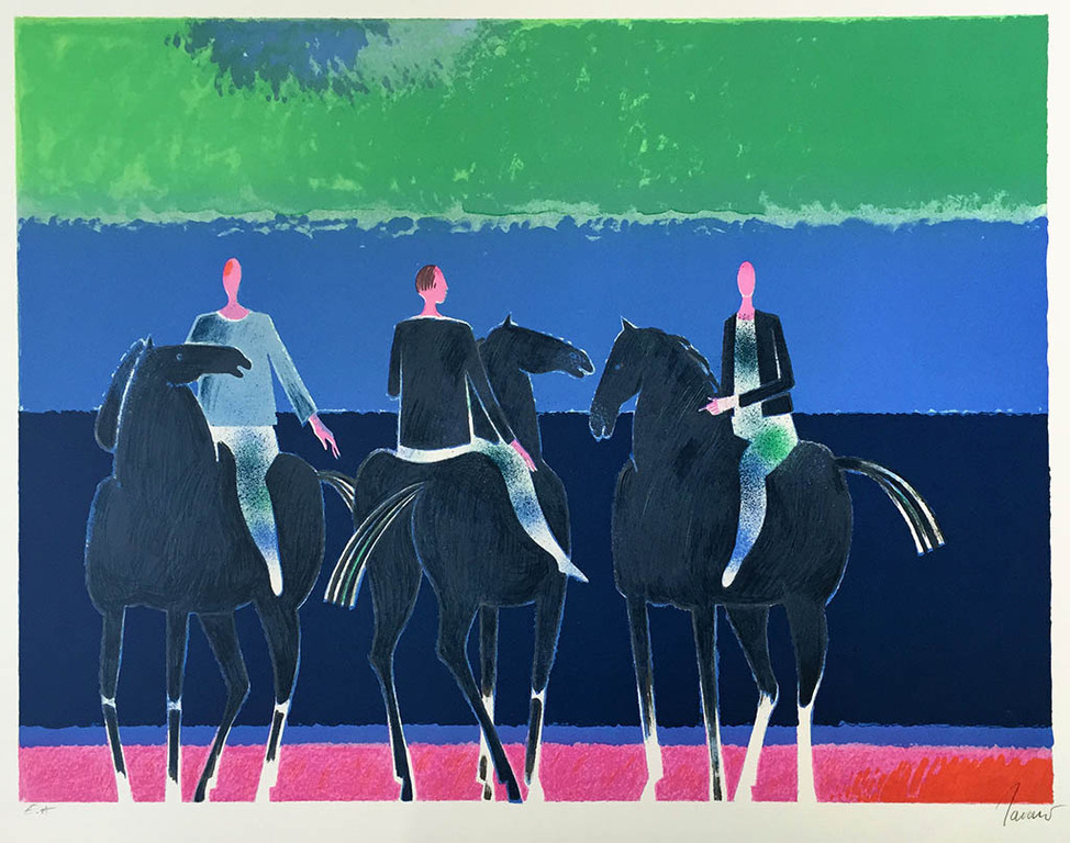 Albert Zavaro , ‘Les 3 Cavaliers’, kleurenlitho, gesigneerd, ed. 170 kopen? Bied vanaf 75!