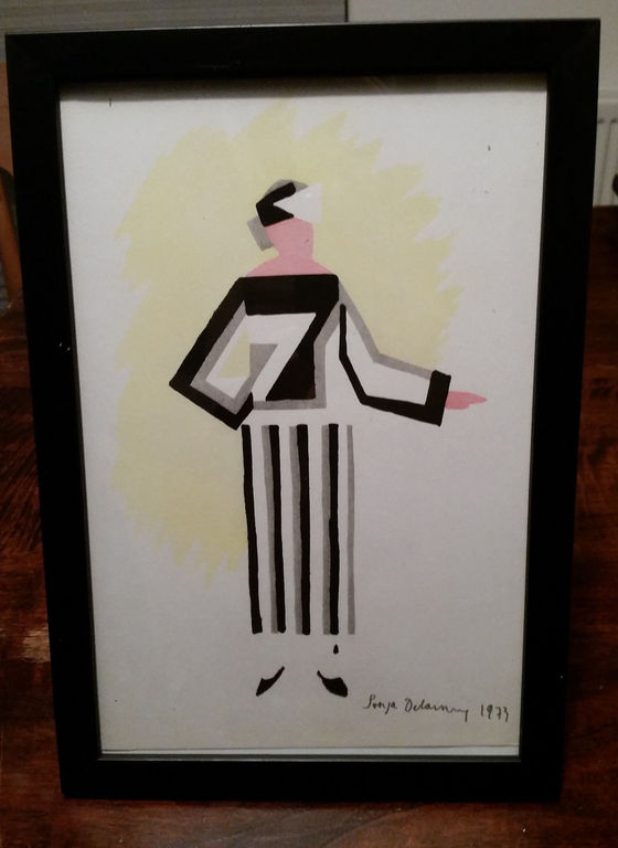 SONIA DELAUNAY- pochoir-Hand gesigneerd-Robe gris, noir, blanc 1924-1925 kopen? Bied vanaf 200!