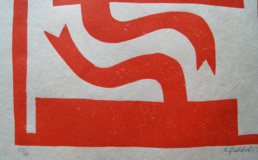 Klaas Gubbels houtdruk 'Gespiegeld' - 2013 - oplage 40 ex.  kopen? Bied vanaf 295!