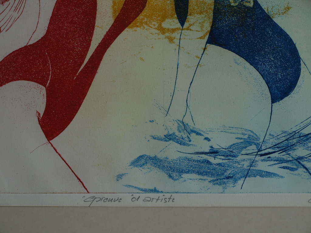 Gerard van Kerkhof : Ets – Dames in badpak - ingelijst – 1987 – oplage 10 ex. kopen? Bied vanaf 50!