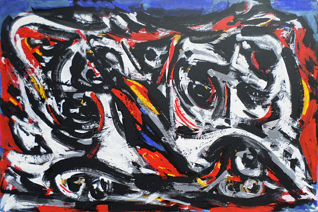 Theo Wolvecamp - Abstracte voorstelling, zeefdruk verkocht voor € 220!