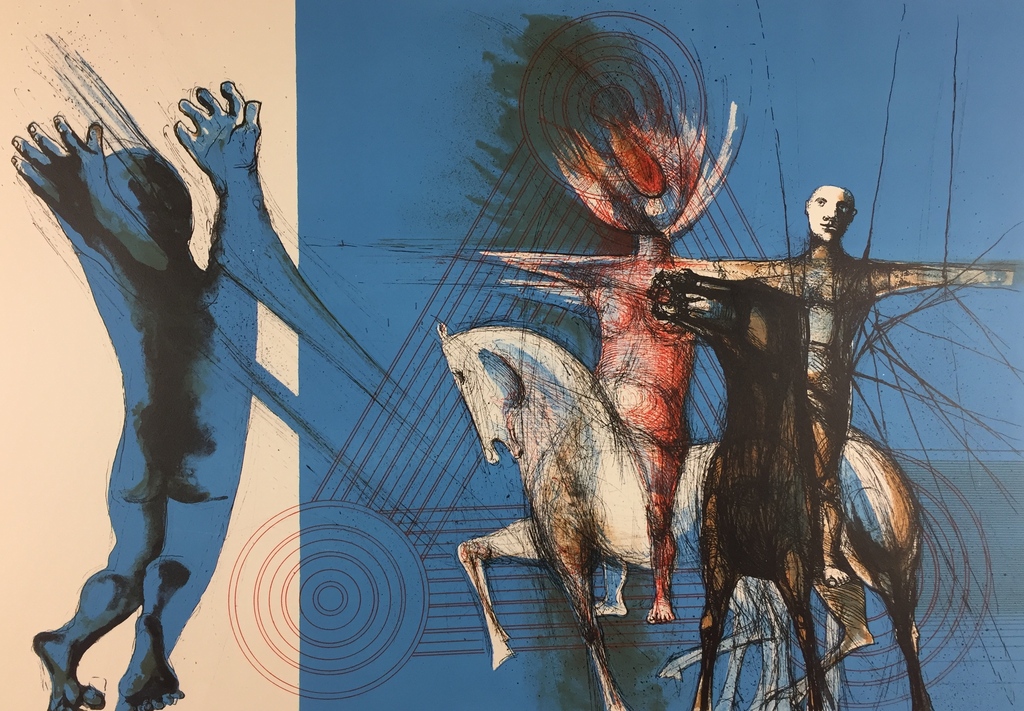 Aat Verhoog, litho, 'Ruiters van de tijd', 1965 verkocht voor € 79!