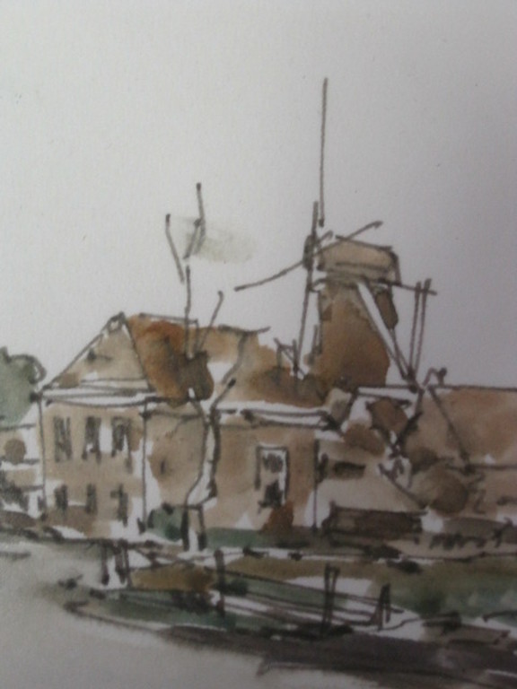 gesigneerd "Koster" aquarel Hollands dorp met molen omstreeks 1960 kopen? Bied vanaf 1!