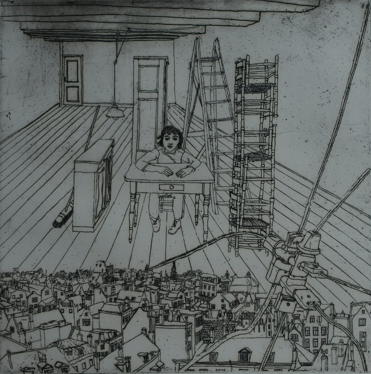 Theo Blom : Ets , Amsterdam – gesigneerd – 1971 verkocht voor € 35!