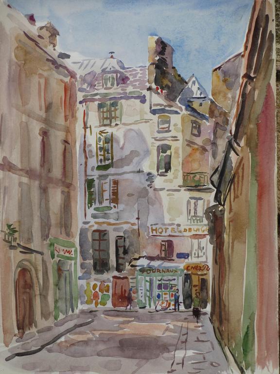Han Krug, Rue des Grands Augustins Parijs, Aquarel verkocht voor € 45!