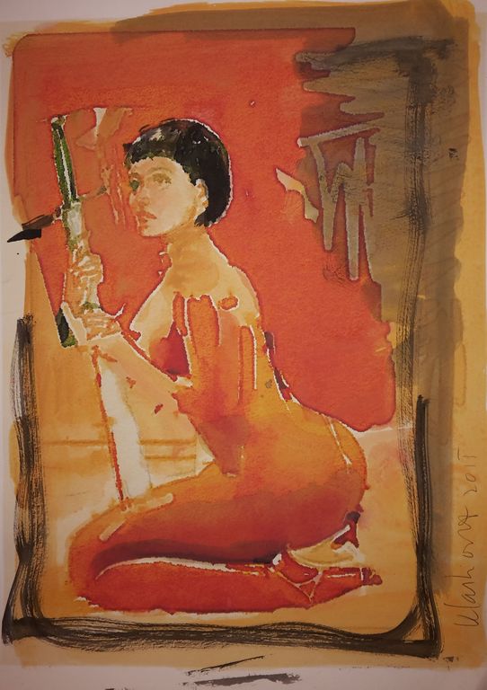 Peter Klashorst - Joan of arc - gemengde techniek op papier - gesigneerd kopen? Bied vanaf 80!