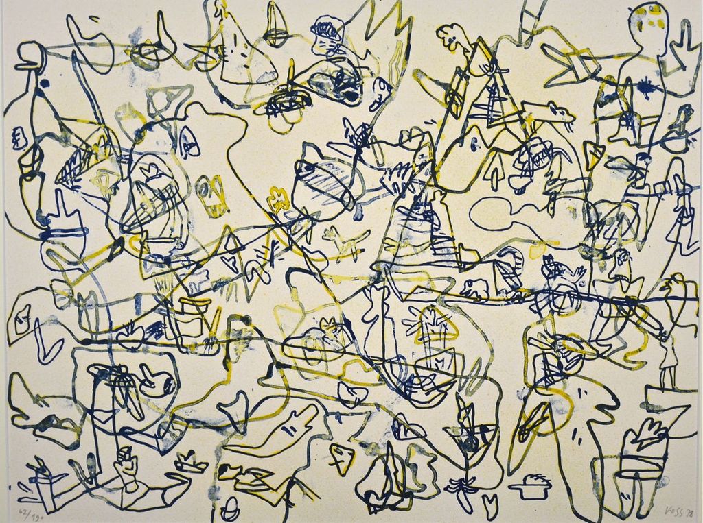 Jan Voss: Litho. Compositie met lijnen kopen? Bied vanaf 50!