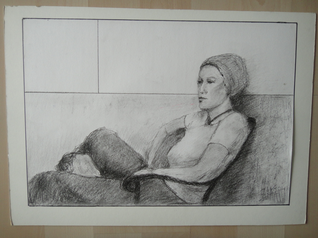 Jaap van Veen, tekening, portret van vrouw in stoel kopen? Bied vanaf 1!