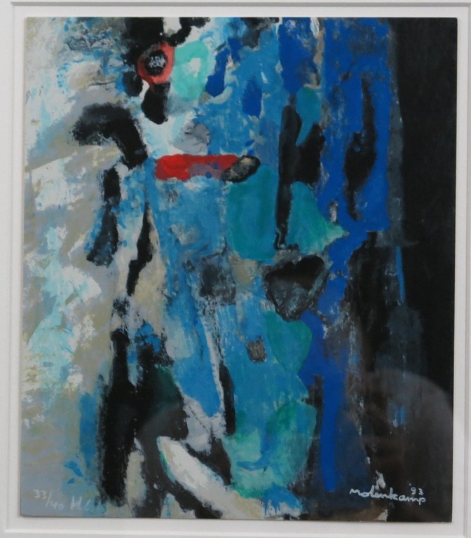 Nico Molenkamp: Zeefdruk, Zonder titel - Ingelijst verkocht voor € 40!