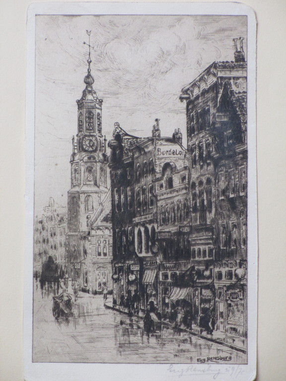 Eugene Rensburg, Munttoren Amsterdam, Ets verkocht voor € 50!