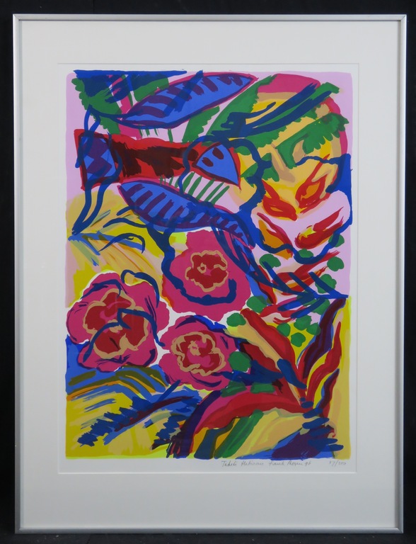 Frank Rosen: Zeefdruk, Tahiti Hibiscus - Ingelijst verkocht voor € 35!