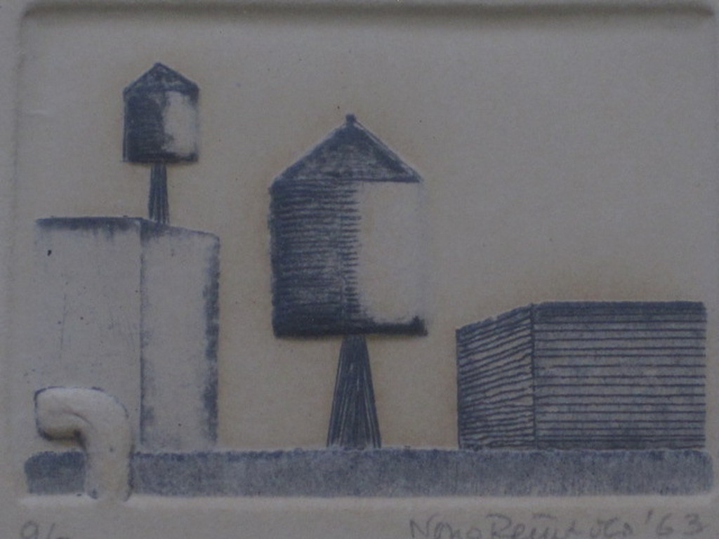 Nono Reinhold 1929- zeldzame kleine relief ets "graansilo's" gesigneerd 1963 kopen? Bied vanaf 1!
