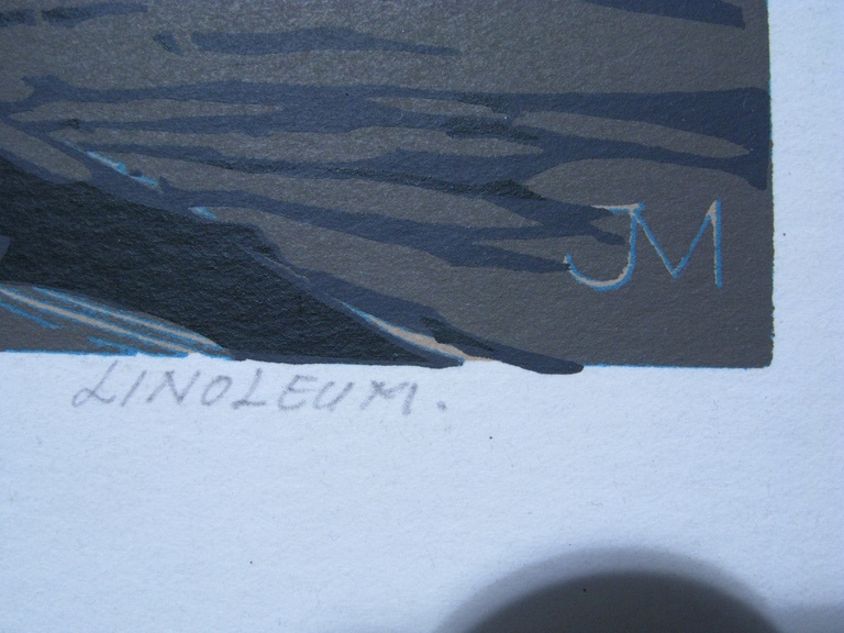 Jan C.A.Michielsen, Scheepswerf, Linoleum druk, gesigneerd, gedateerd. kopen? Bied vanaf 1!