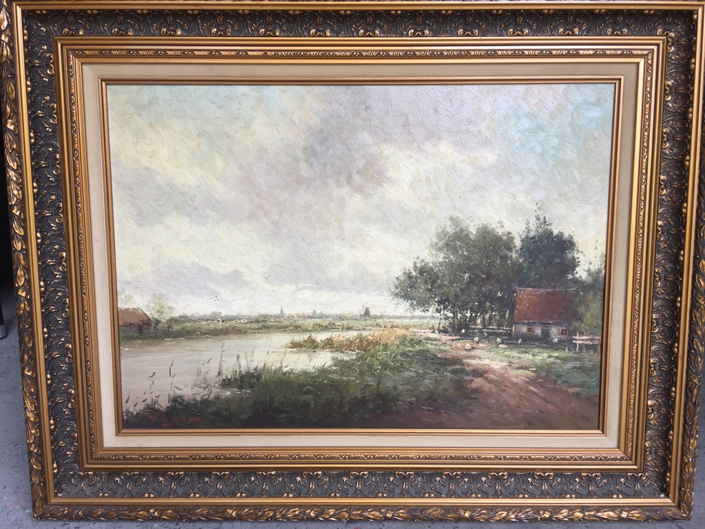 Rob de Haan Olieverfschilderij op doek Boerenlandschap kopen? Bied vanaf 150!