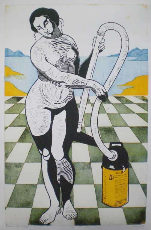 Eliza Kopec: Femme de Menage, houtdruk verkocht voor € 70!