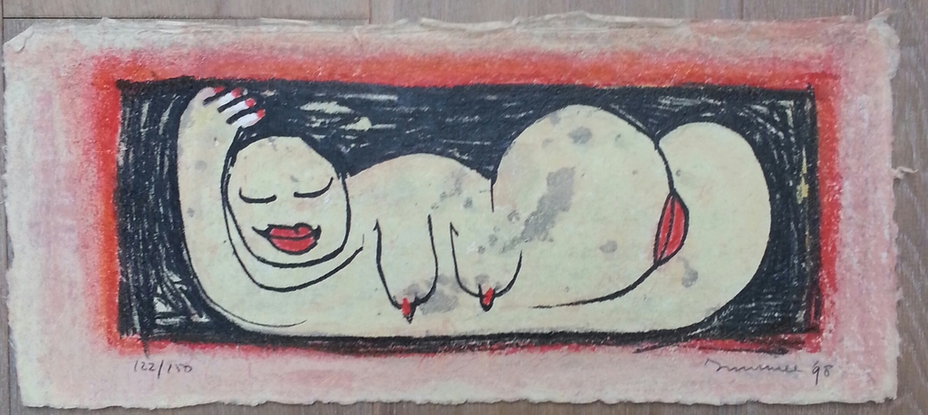 Hans Innemee, zeefdruk op handgeschept papier, Titel: kopen? Bied vanaf 50!