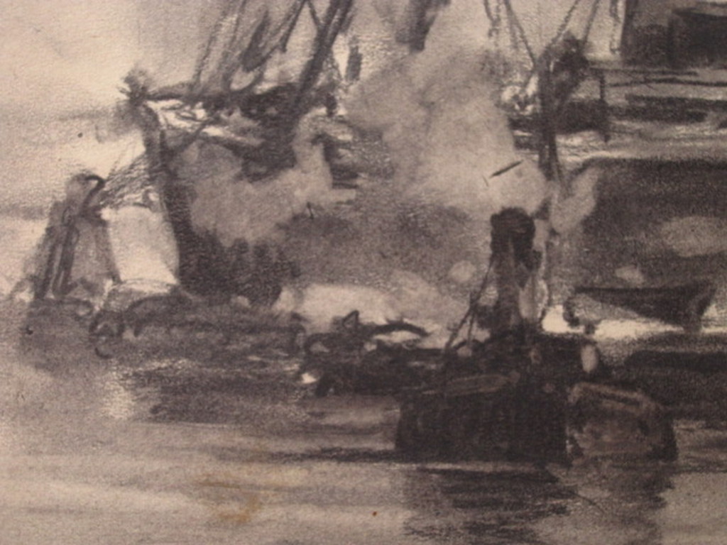 19e eeuwse houtskooltekening "haven Amsterdam" van George L Kiers (1838-1916) kopen? Bied vanaf 1!