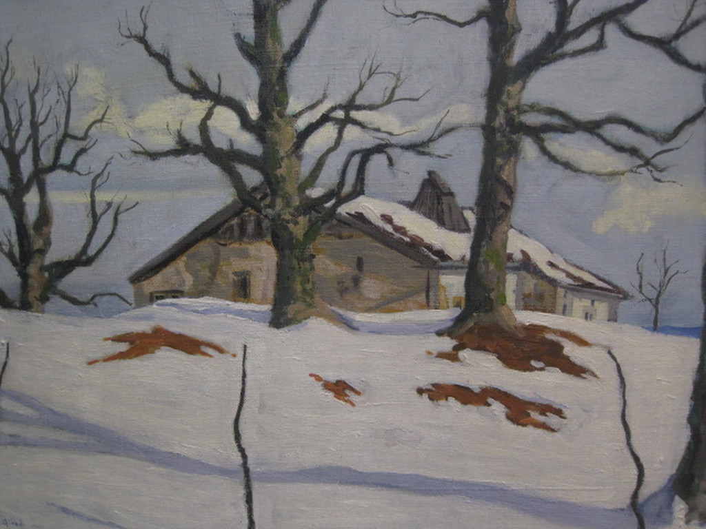 Alexandre Girod 1889-1929 olieverf "Winters landschap" omstreeks 1910 kopen? Bied vanaf 1!