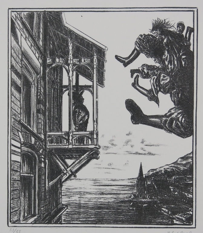 Bernard Verhoeven: Litho, Oproep 2 dagen in de hemel - Ingelijst kopen? Bied vanaf 1!