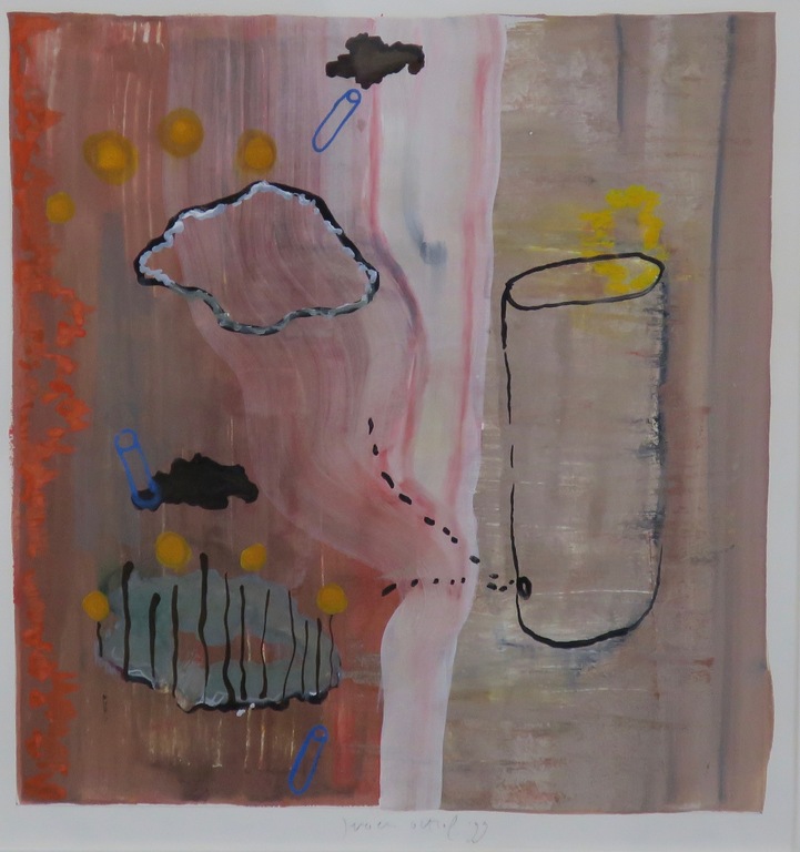 Jeroen Olthof: Acryl op papier, Blazen maar -Ingelijst kopen? Bied vanaf 35!