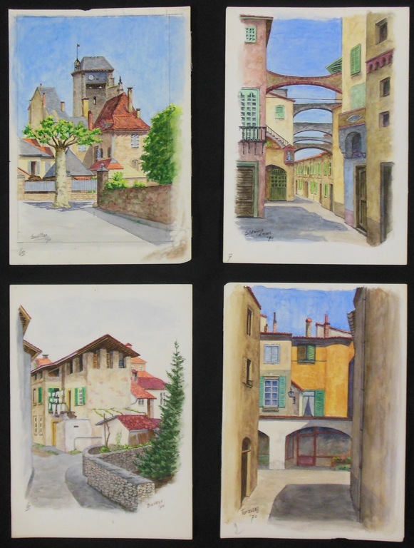 Jan P.H. de Vries: Lot van 4 Aquarellen, Souillac kopen? Bied vanaf 1!