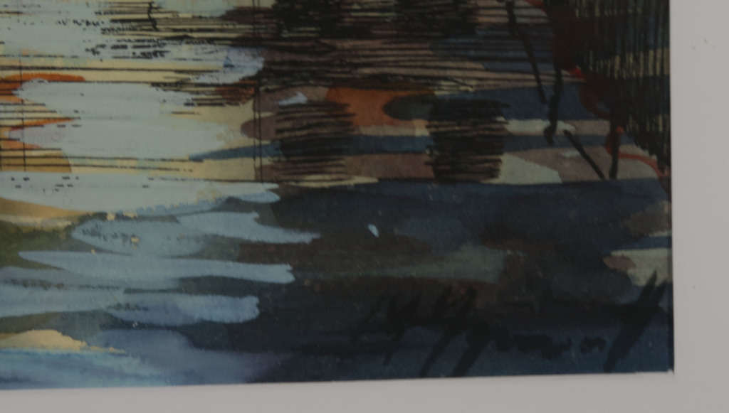 Onbekend gesigneerd: Aquarel, Stadsgezicht - Ingelijst kopen? Bied vanaf 1!