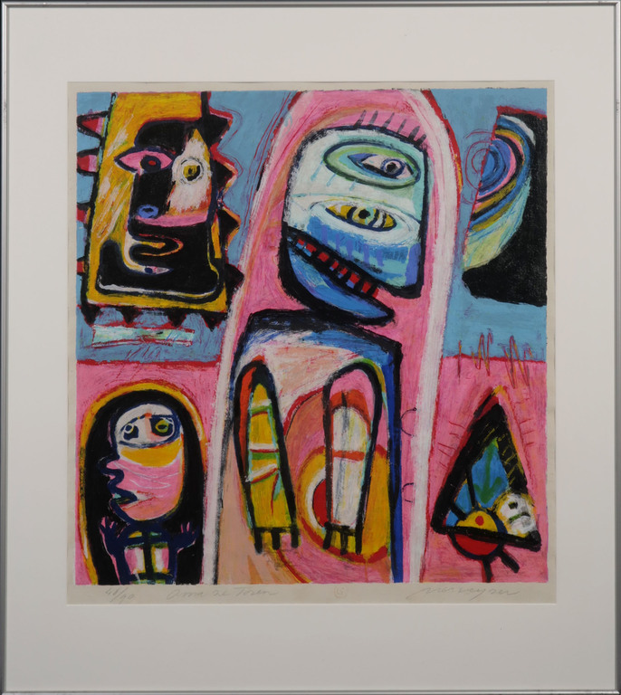 Henk Vierveijzer: Zeefdruk, Oma ze toren - Ingelijst kopen? Bied vanaf 40!