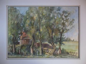 Jaap van Veen - Aquarel - Landschap met boerderij kopen? Bied vanaf 10!