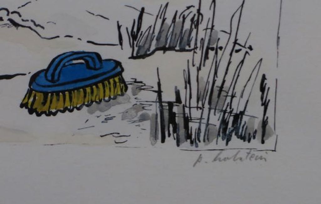 Pieter Holstein: Handgekleurde ets, Landschap met borstel -Ingelijst kopen? Bied vanaf 35!