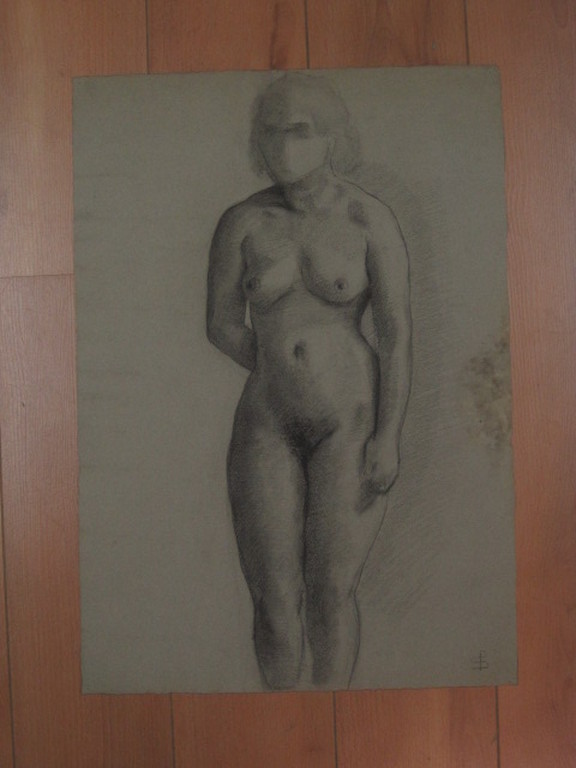 Frits Schiller 1886-1971 - "staand vrouwelijk naakt" tekening 1930 gesigneerd  kopen? Bied vanaf 1!