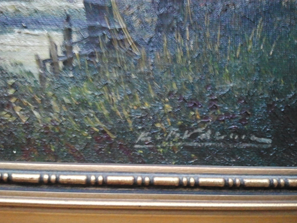 Huis in landschap,Olieverf op doek  kopen? Bied vanaf 37!