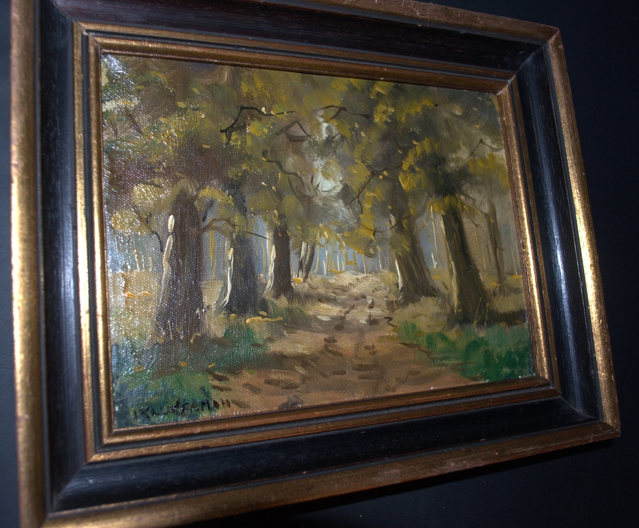 Bospad - olieverf - gesigneerd verkocht voor € 40!