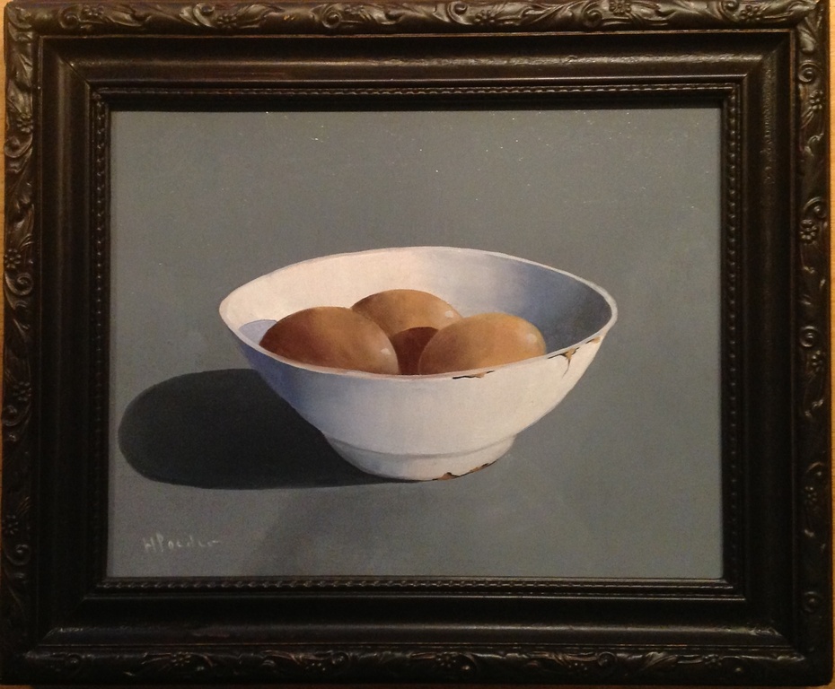 Eierschaaltje Henk Poeder, olieverf op paneel verkocht voor € 99!