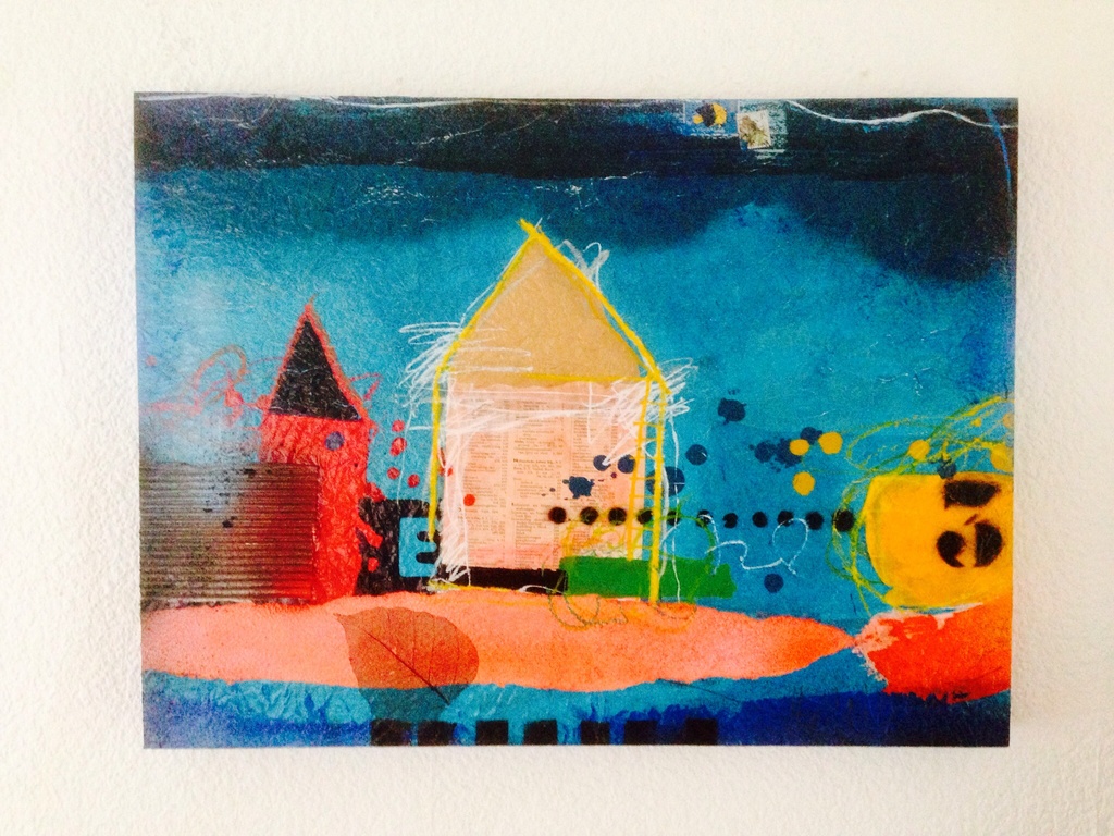 Theo koster , gemengde techniek op paneel titel india blue verkocht voor € 83!