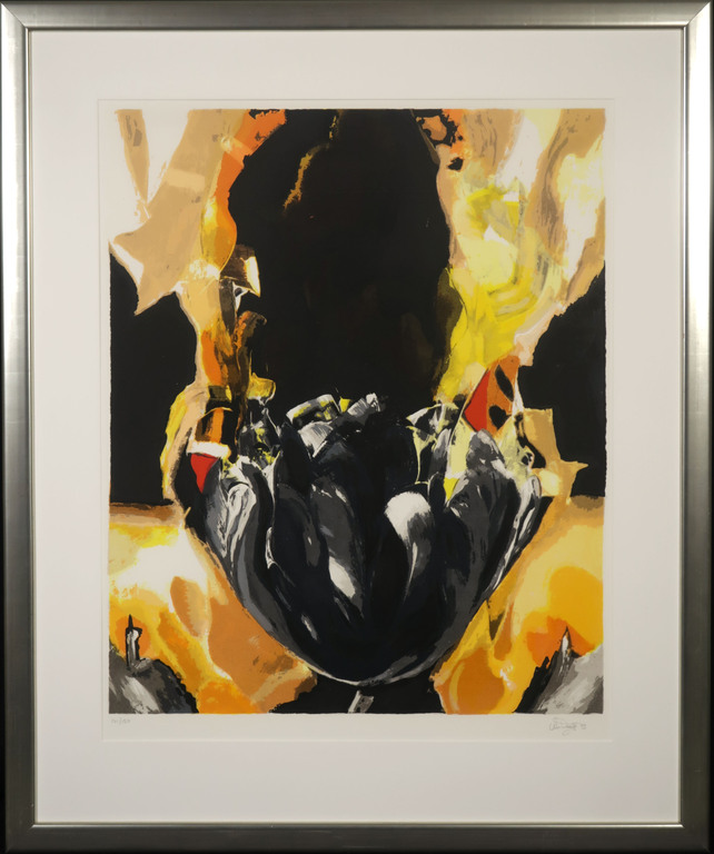 Anita Duijf: Zeefdruk, Zwarte tulp - Ingelijst (Groot) verkocht voor € 91!
