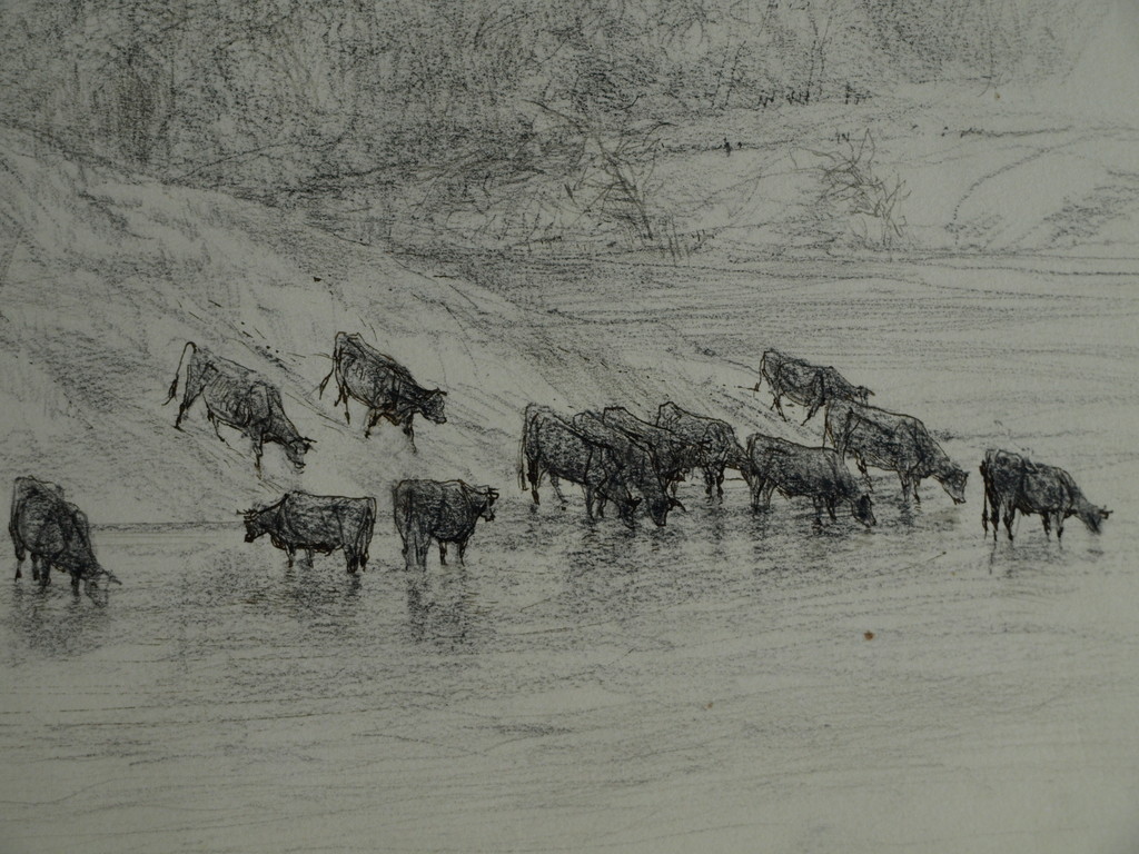 Piet Klaasse : Tekening – River Wye, Wales – gesigneerd & ingelijst - 1977 verkocht voor € 45!