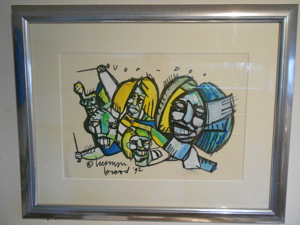 Herman Brood originele tekening met lijst TOPWERK! verkocht voor € 500!