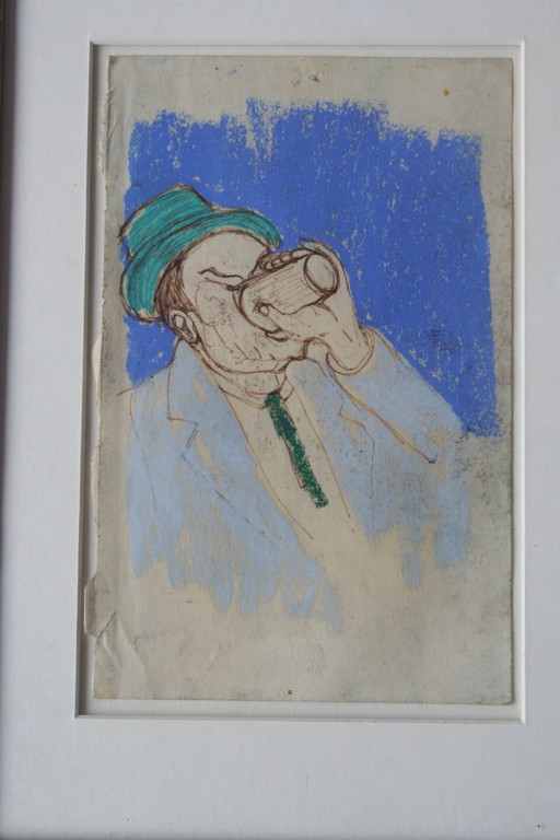 Kunstenaar onbekend - tekening met pastel - gesigneerd met monogram kopen? Bied vanaf 1!