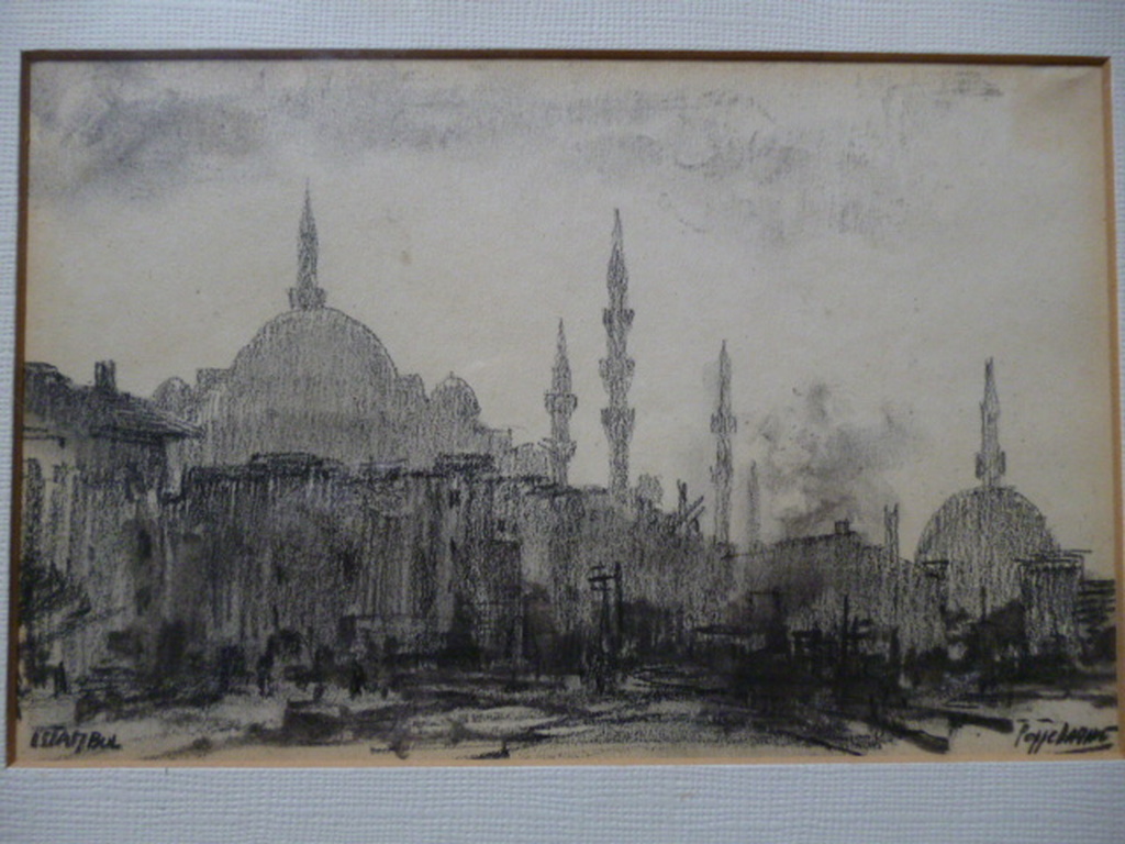 Poppe Damave - zwart krijt - Istanbul verkocht voor € 50!